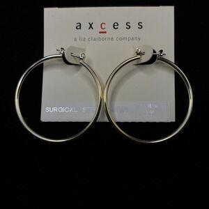 Axcess Surgical Steel Ear Wires Latch Closure Hoop Earrings